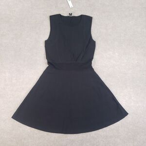 Theory Dress Women Medium Black Dominay Ventura Fit and Flare Stretch Sleeveless